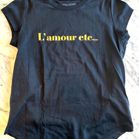 Zadig & Voltaire  L’amour T-Shirt - Black & Gold - Size Small - Picture 1 of 7